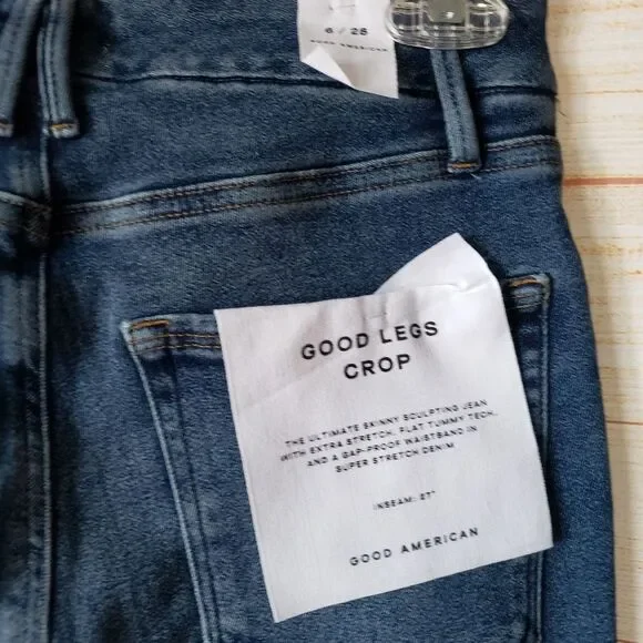 Good American Good Legs Crop Cotton/Elastane Stretchy Skinny Jeans Size 6/28